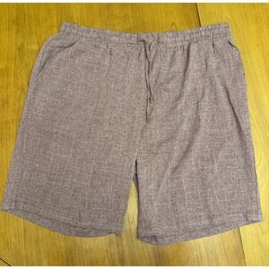 Coofandy Mens Casual Linen Look Elastic Drawstring Shorts Burgundy XL